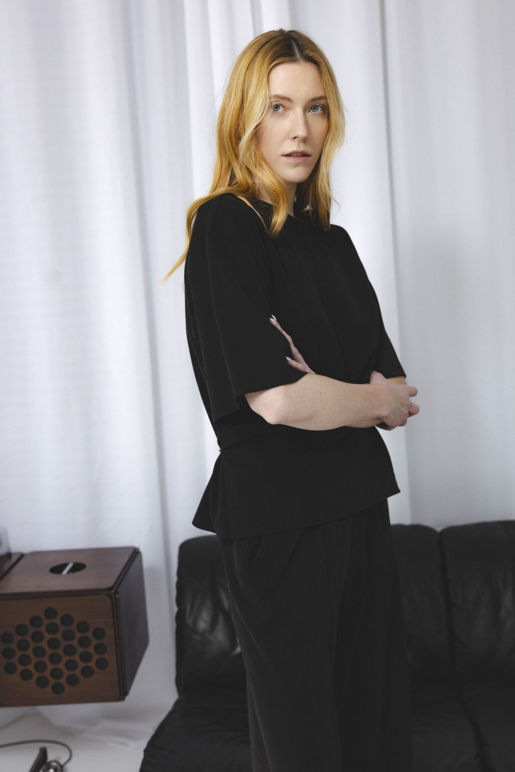 Women's clothing fashion. Whisp2 t shirt from unlabel f/w 25'26 collection. Minimalist style, modern design, premium quality womenswear. Made in Lithuania.