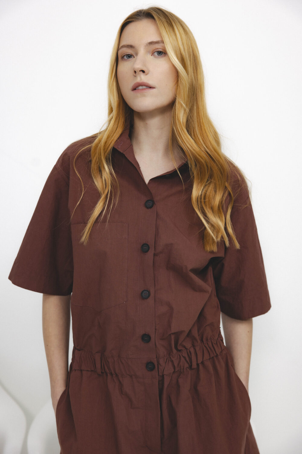 Women's clothing fashion. Drizzle jampsuit from unlabel ss/26 collection. Minimalist style, modern design, premium quality womenswear. Made in Lithuania.