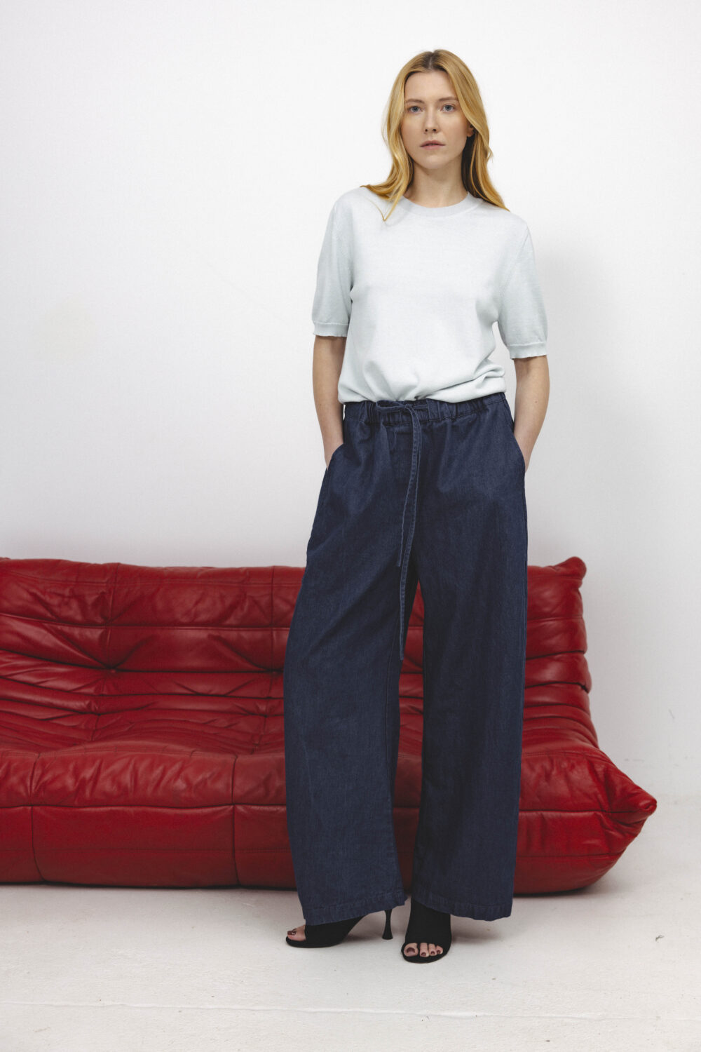 Women's clothing fashion. Glint2 top from unlabel ss/26 collection. Minimalist style, modern design, premium quality womenswear. Made in Lithuania.