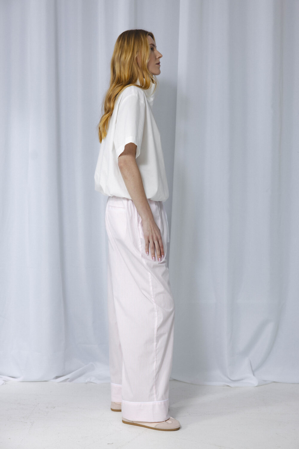 Women's clothing fashion. Mood shirt from unlabel ss/26 collection. Minimalist style, modern design, premium quality womenswear. Made in Lithuania.