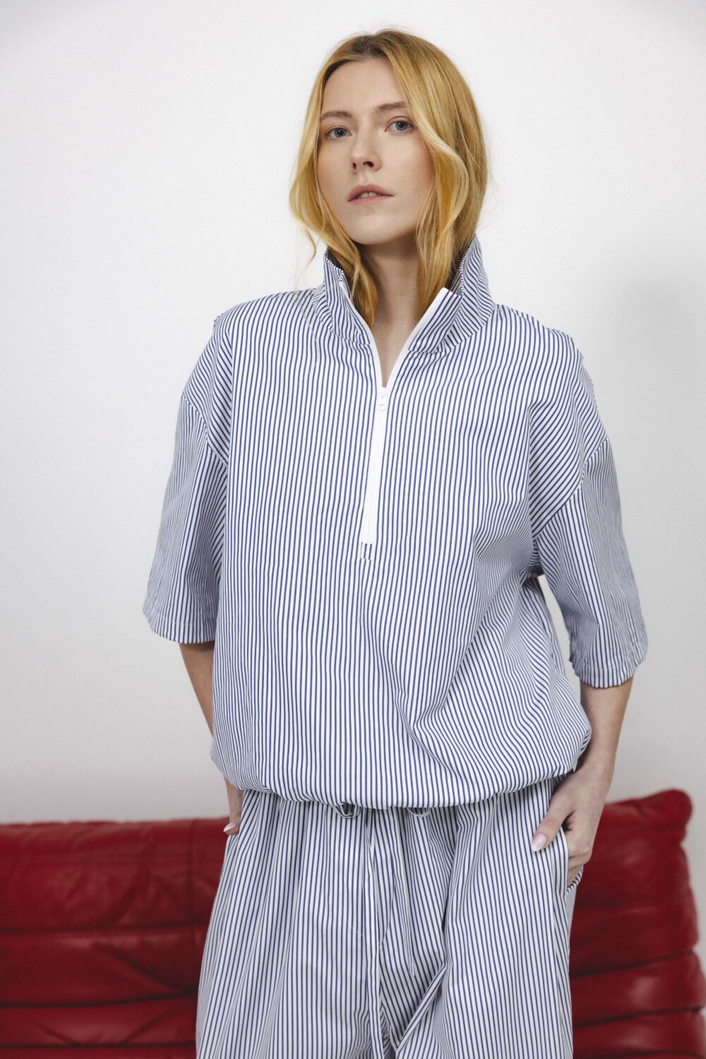 Women's clothing fashion. Mood1 shirt from unlabel ss/26 collection. Minimalist style, modern design, premium quality womenswear. Made in Lithuania.