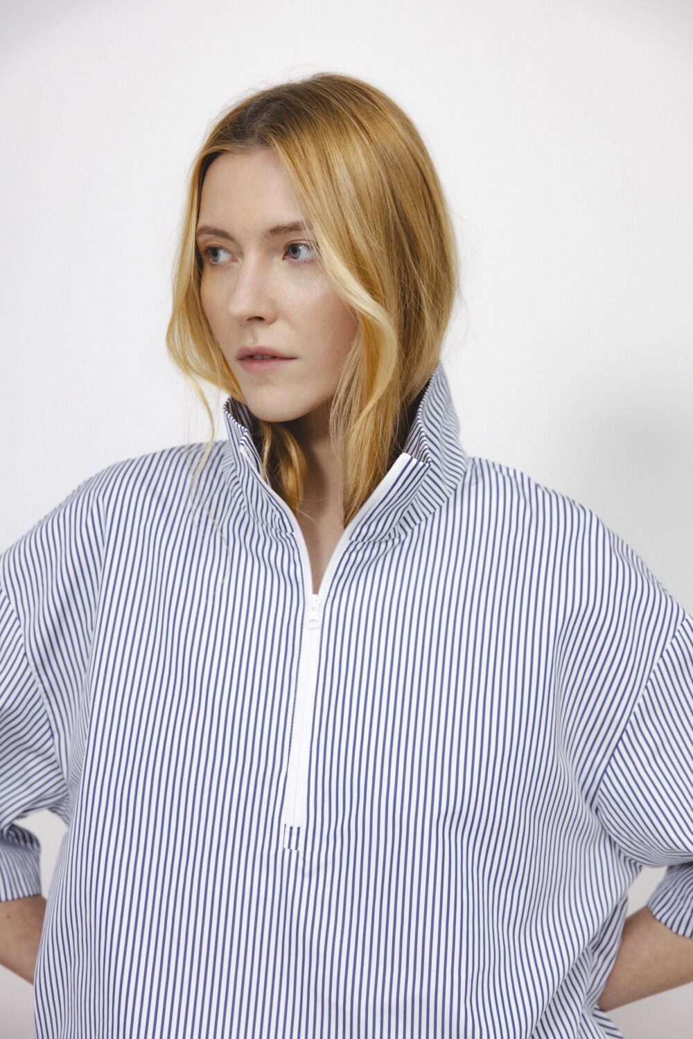 Women's clothing fashion. Mood1 shirt from unlabel ss/26 collection. Minimalist style, modern design, premium quality womenswear. Made in Lithuania.