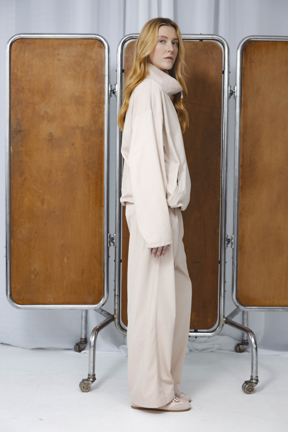 Women's clothing fashion. Pearl top from unlabel ss/26 collection. Minimalist style, modern design, premium quality womenswear. Made in Lithuania.