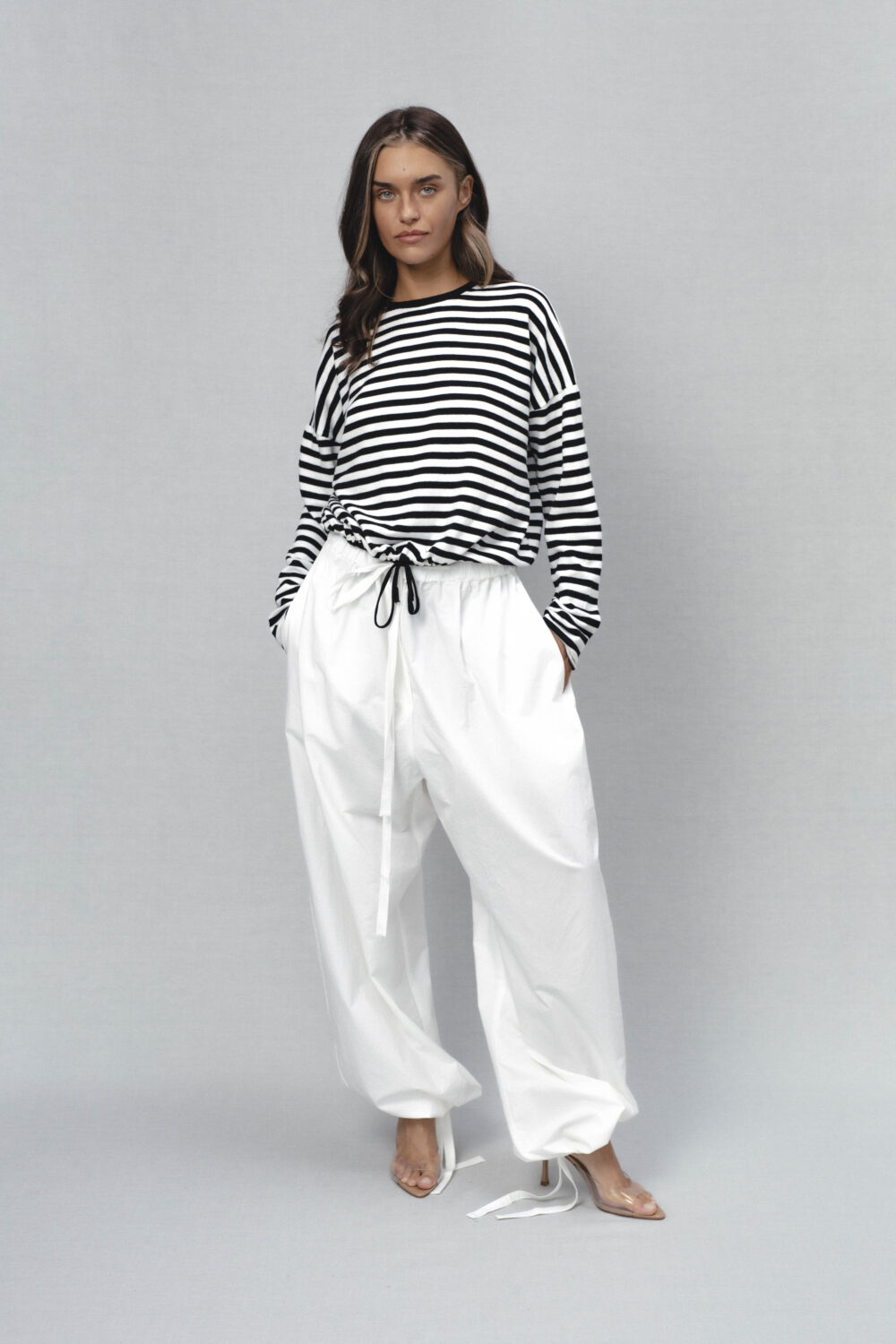 Women's clothing fashion. Amy4 pants from unlabel ss/26 collection. Minimalist style, modern design, premium quality womenswear. Made in Lithuania.