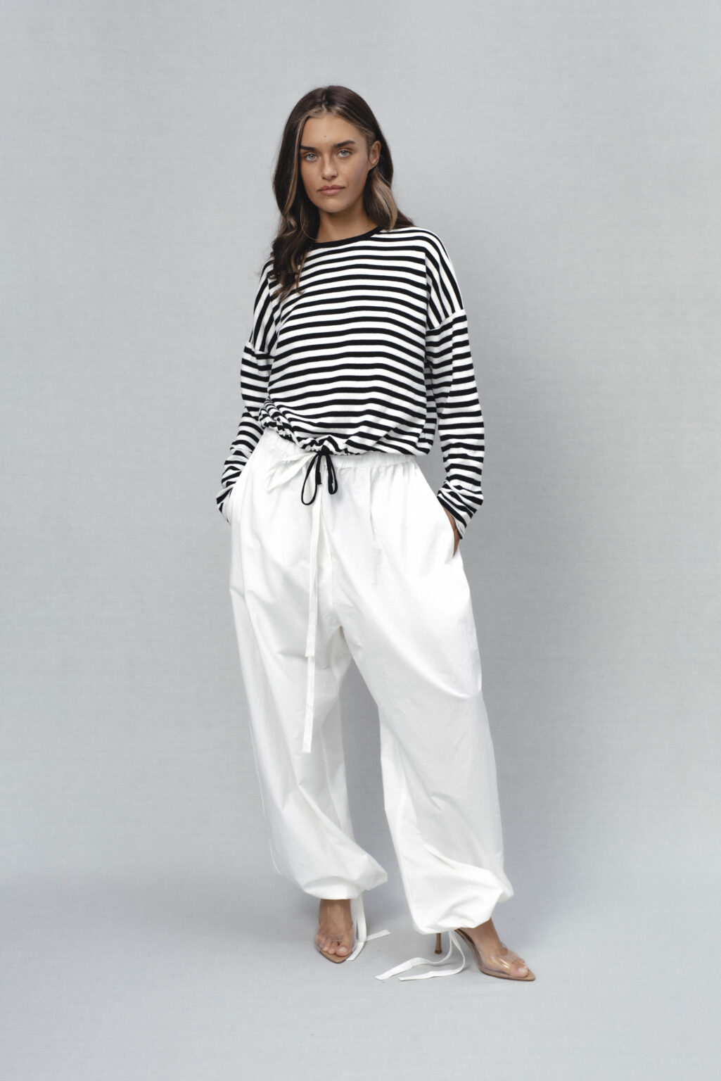 Women's clothing fashion. Amy4 pants from unlabel ss/26 collection. Minimalist style, modern design, premium quality womenswear. Made in Lithuania.