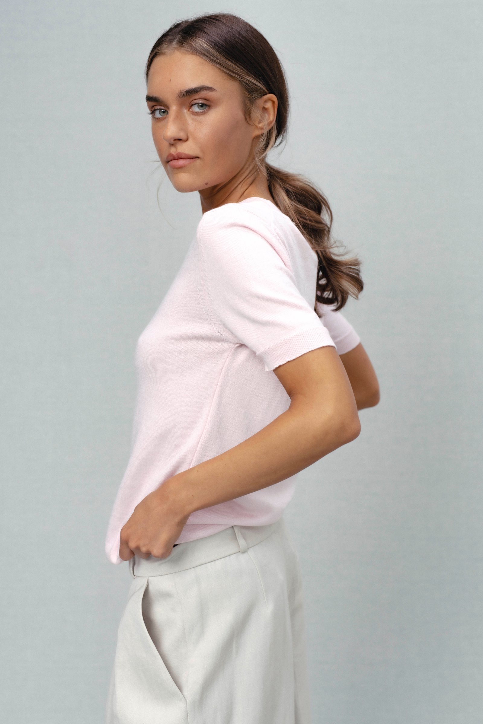 Glint top | unlabel Women's clothing fashion. Glint top from unlabel ss/26 collection. Minimalist style, modern design, premium quality womenswear. Made in Lithuania.