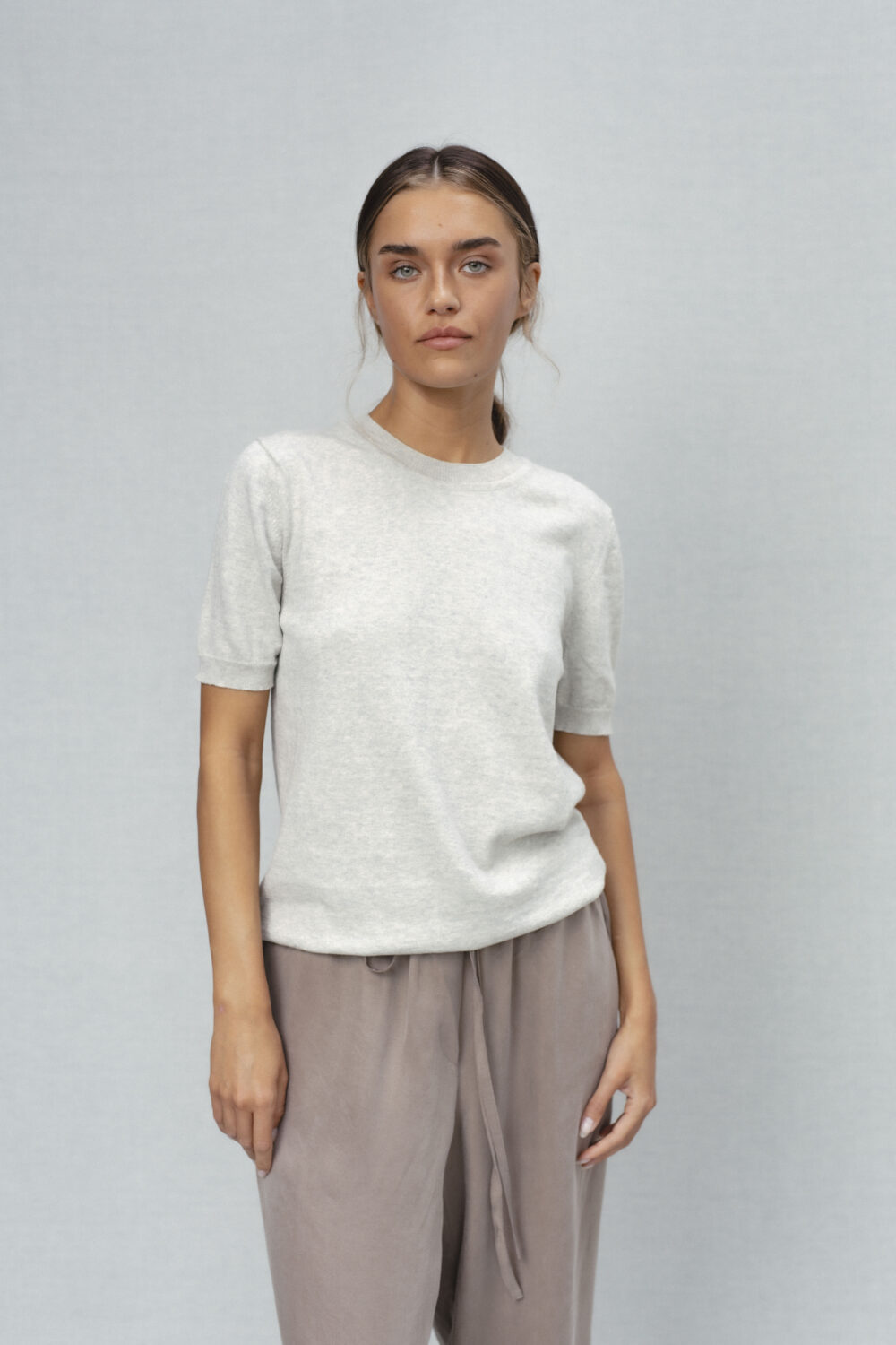 Women's clothing fashion. Glint3 top from unlabel ss/26 collection. Minimalist style, modern design, premium quality womenswear. Made in Lithuania.
