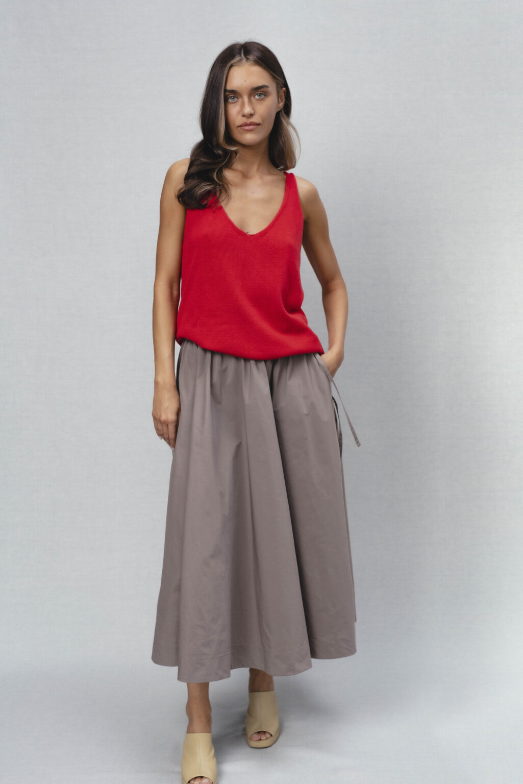 Women's clothing fashion. Lara2 skirt from unlabel ss/26 collection. Minimalist style, modern design, premium quality womenswear. Made in Lithuania.