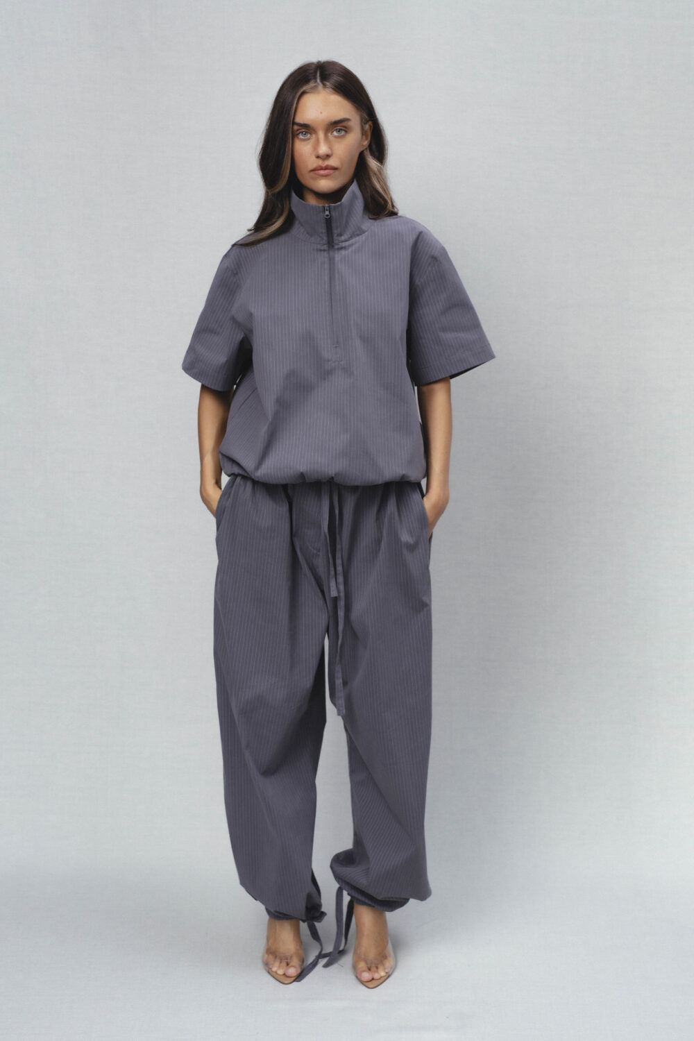 Women's clothing fashion. Mood2 shirt from unlabel ss/26 collection. Minimalist style, modern design, premium quality womenswear. Made in Lithuania.