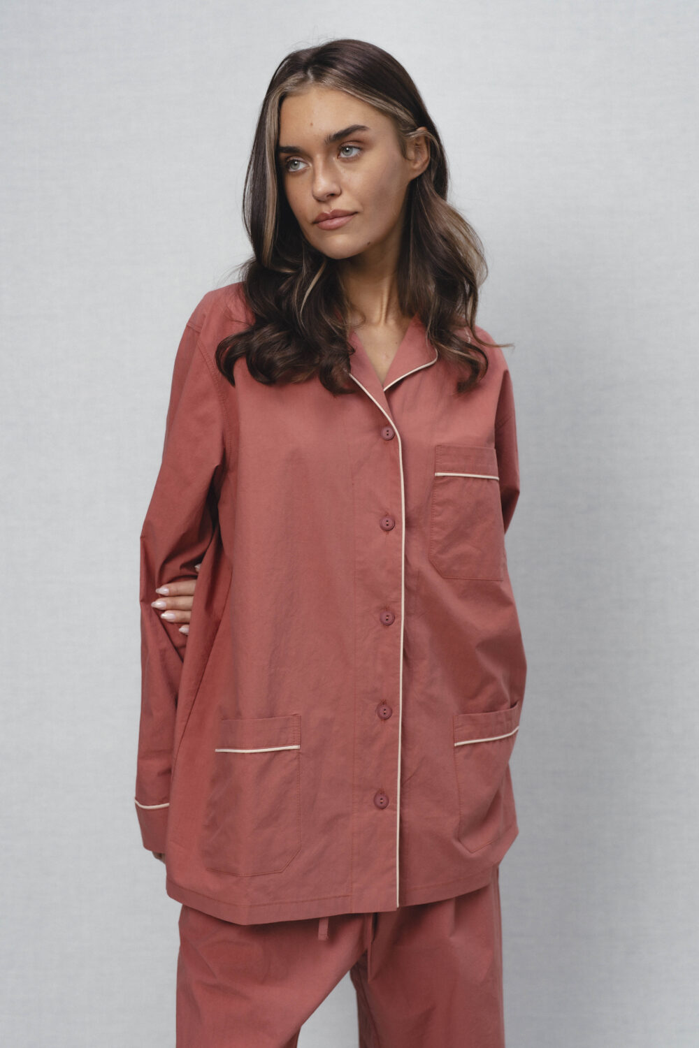 Women's clothing fashion. Stir1 shirt from unlabel ss/26 collection. Minimalist style, modern design, premium quality womenswear. Made in Lithuania.