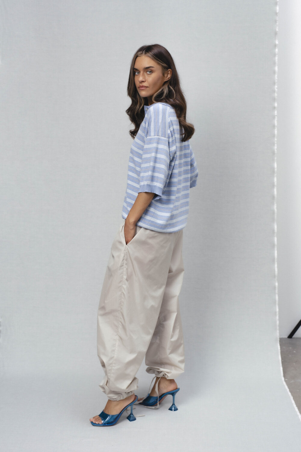 Women's clothing fashion. amy5 pants from unlabel ss/26 collection. Minimalist style, modern design, premium quality womenswear. Made in Lithuania.