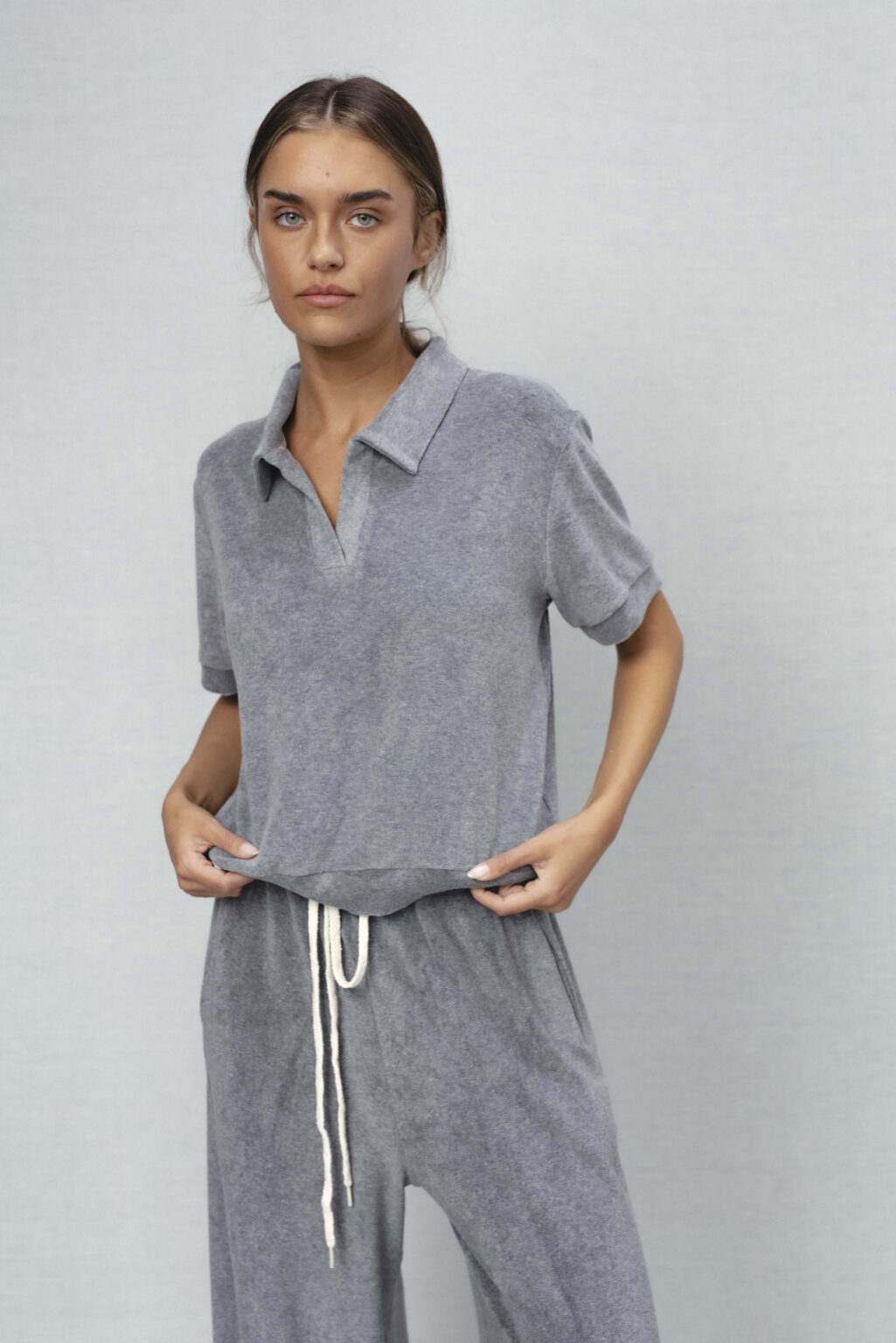 Women's clothing fashion. delon polotop from unlabel ss/26 collection. Minimalist style, modern design, premium quality womenswear. Made in Lithuania.