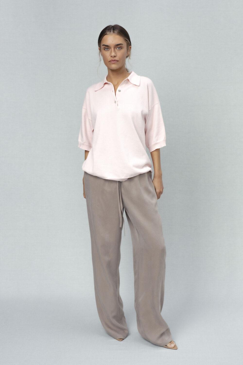 Women's clothing fashion. ink polotop from unlabel ss/26 collection. Minimalist style, modern design, premium quality womenswear. Made in Lithuania.