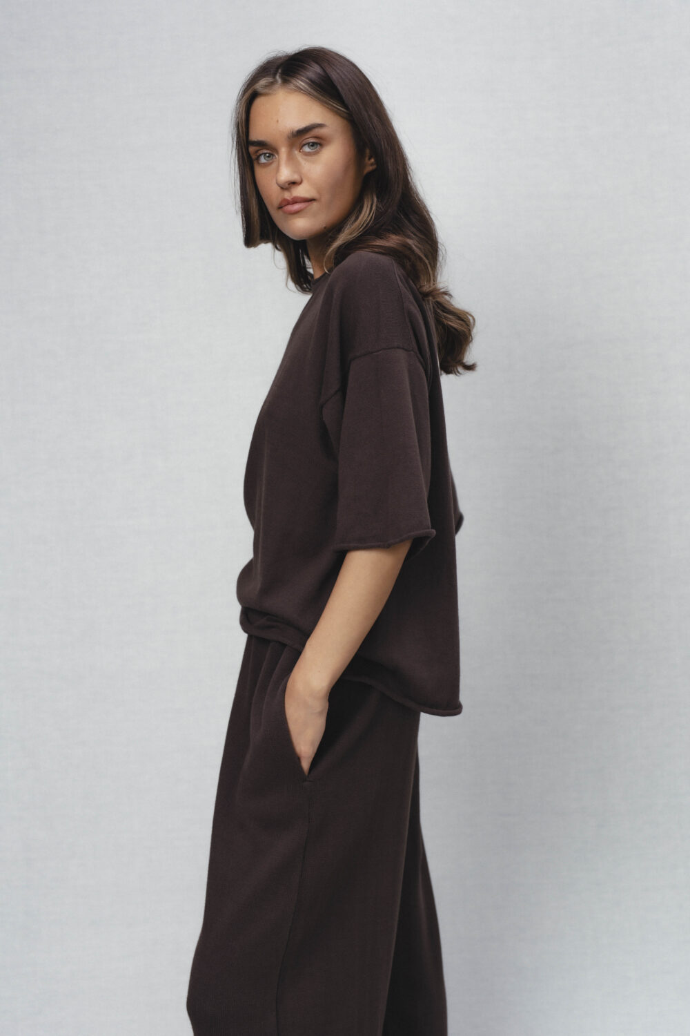 Women's clothing fashion. lia solid top from unlabel ss/26 collection. Minimalist style, modern design, premium quality womenswear. Made in Lithuania.