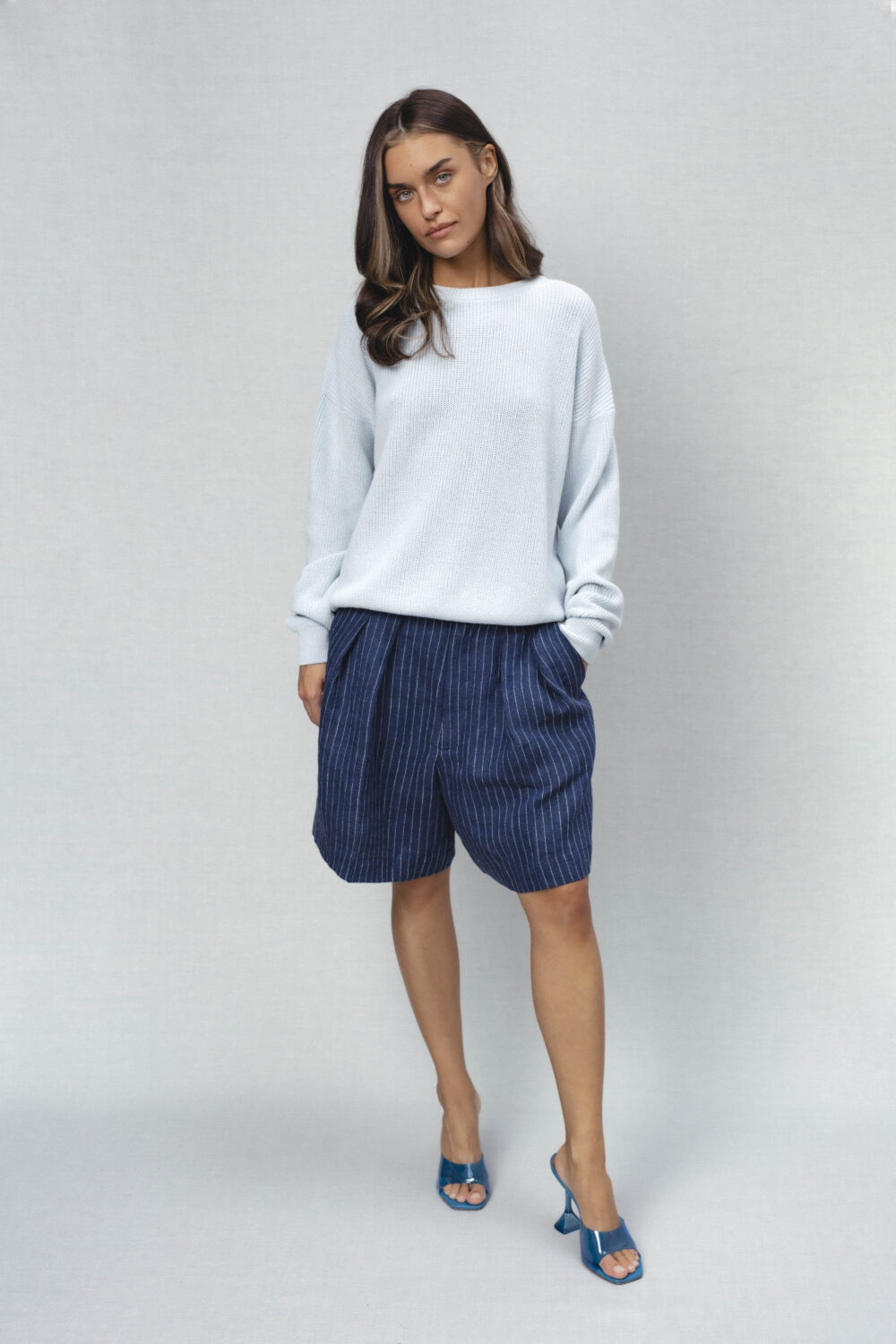 Women's clothing fashion. luna2 sweater longsleeve from unlabel ss/26 collection. Minimalist style, modern design, premium quality womenswear. Made in Lithuania.