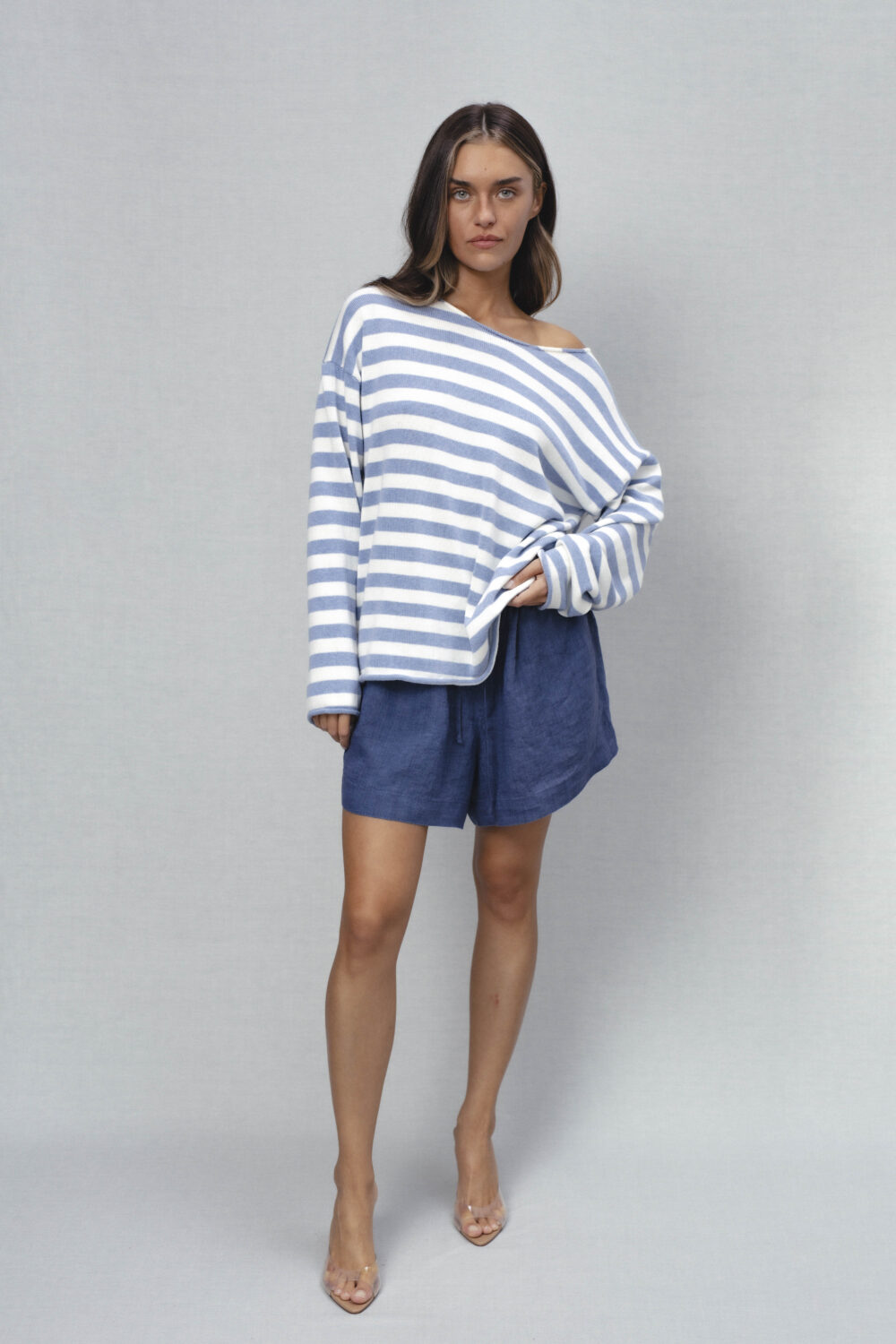 Women's clothing fashion. sleet2 shorts from unlabel ss/26 collection. Minimalist style, modern design, premium quality womenswear. Made in Lithuania.