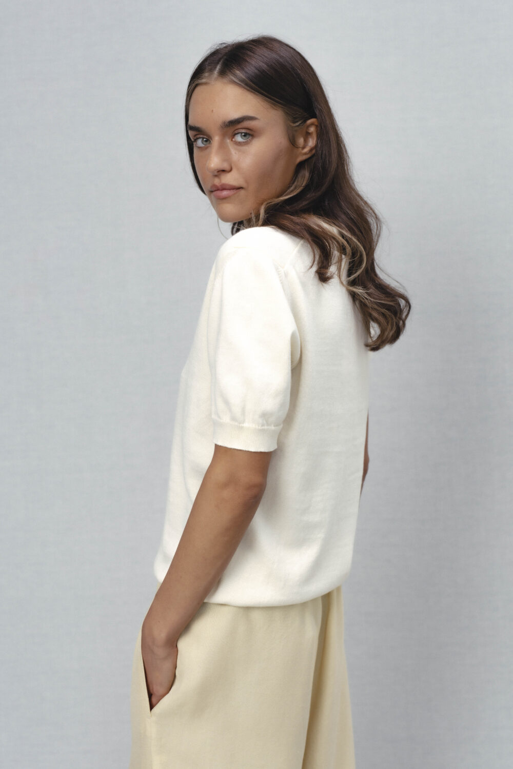 Women's clothing fashion. spark2 polomini from unlabel ss/26 collection. Minimalist style, modern design, premium quality womenswear. Made in Lithuania.