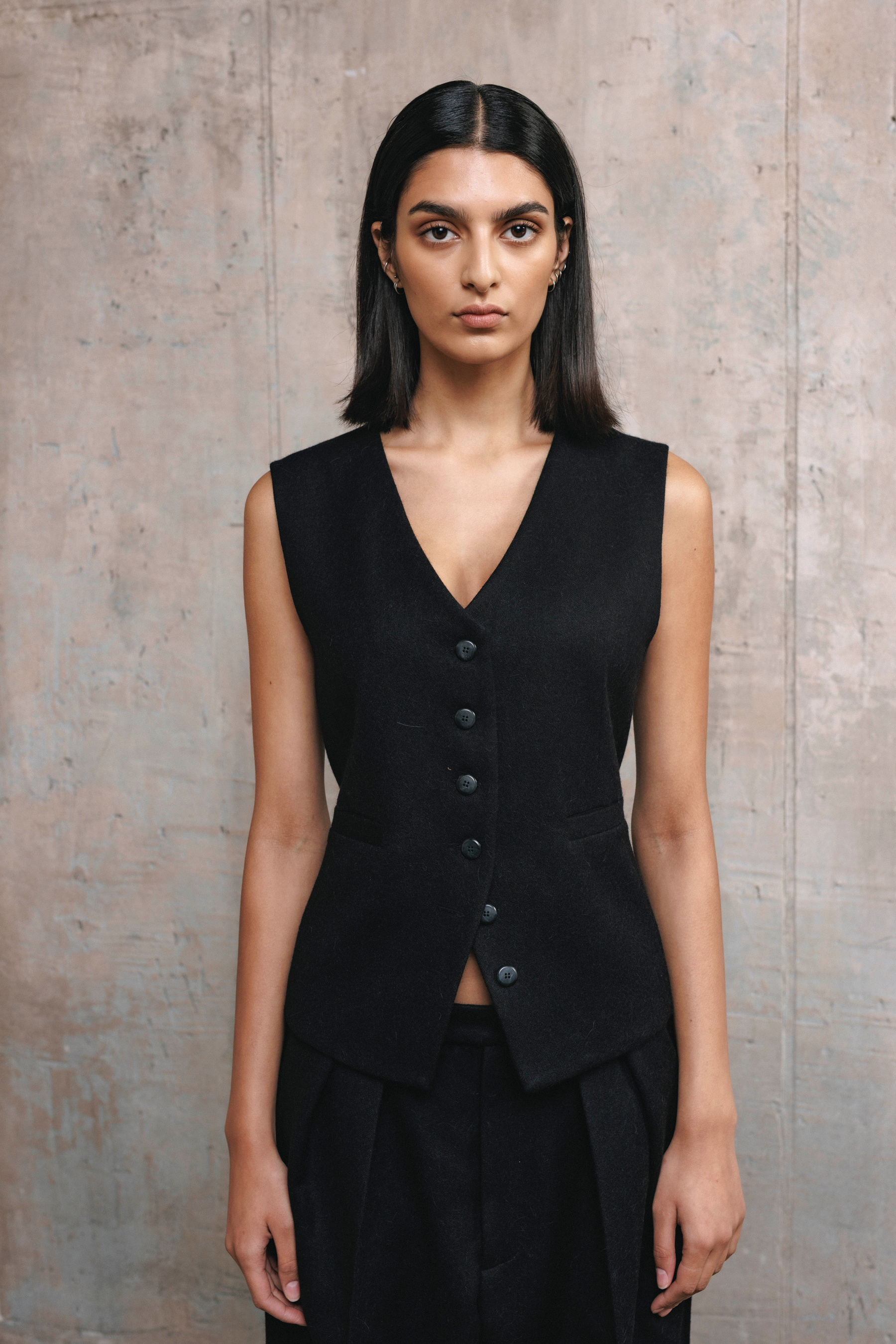 knot1 waistcoat | unlabel Women's clothing fashion. knot1 waistcoat from unlabel fw 26/27 collection. Minimalist style, modern design, premium quality womenswear. Made in Lithuania.